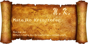 Matejko Krisztofer névjegykártya